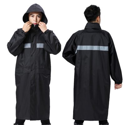 Black waterproof security guard long raincoats