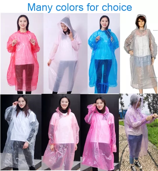 Clear disposable raincoat poncho with sleeve