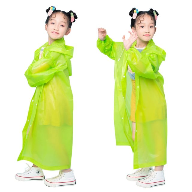 Reusable hooded windproof family kids raincoat (4)