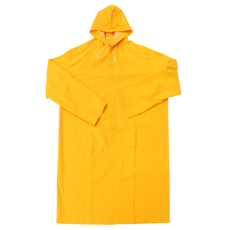 Yellow waterproof heavy duty pvc raincoat